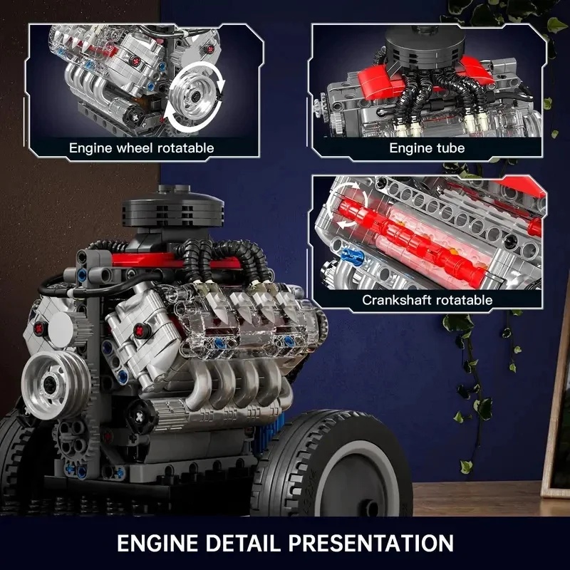 Model Kit Engine V8 - Mould King 10171 Süper Araba V8