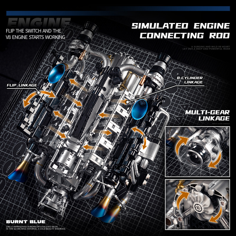 Teknik Süper Araba V8 Motor Ya - Model Kit Engine V8 incelemesi ve fiyatı