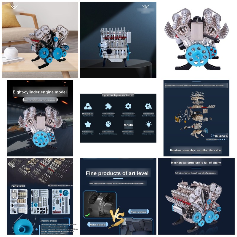 Kendin Yap 3D Mekanik V8 Motor - Model Kit Engine V8 incelemesi ve fiyatı